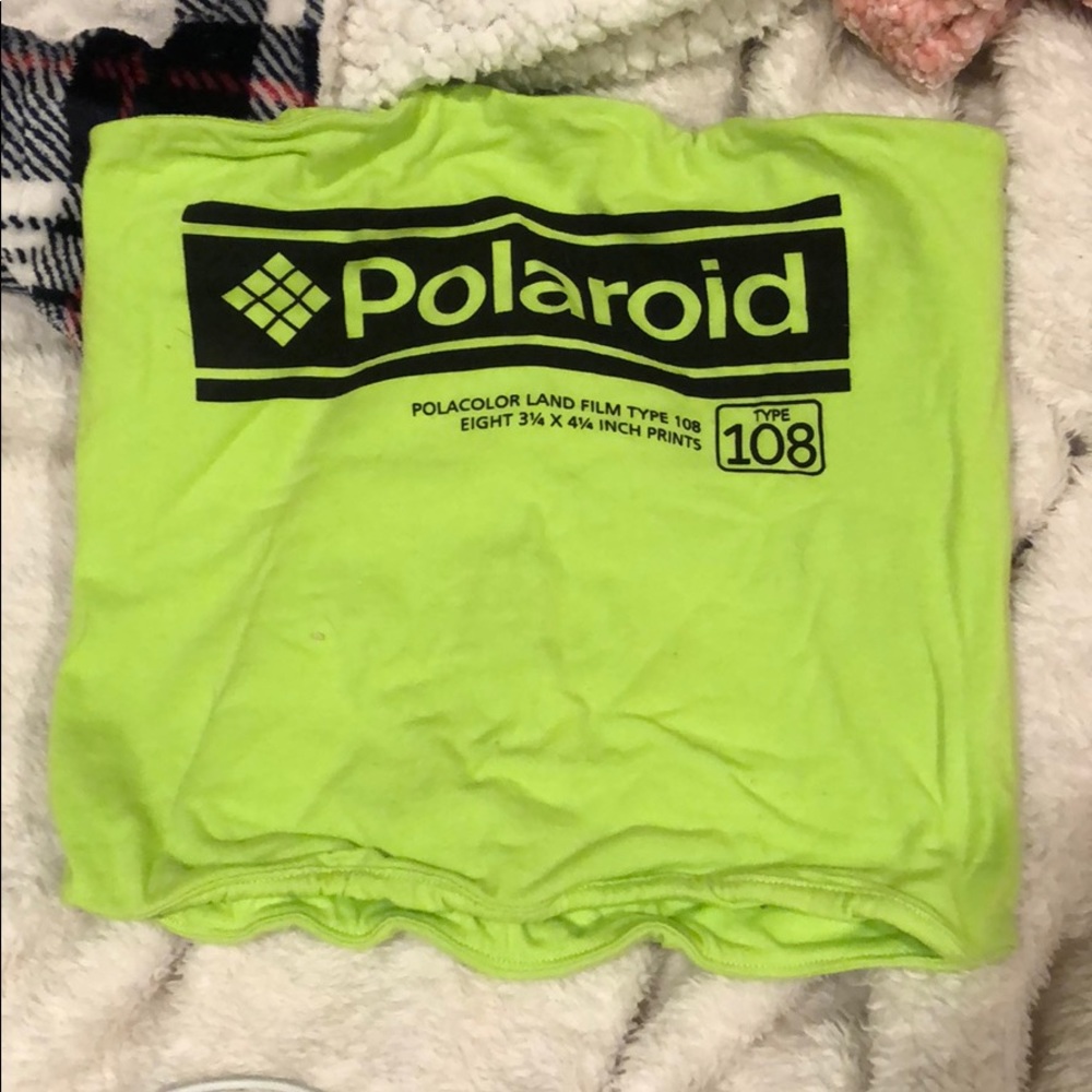 Neon green Polaroid tube top
